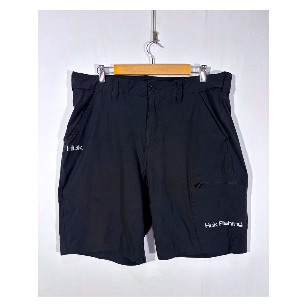 Gorpcore Contemporary Outdoor Performance Huk Fishing Shorts Men XL Black